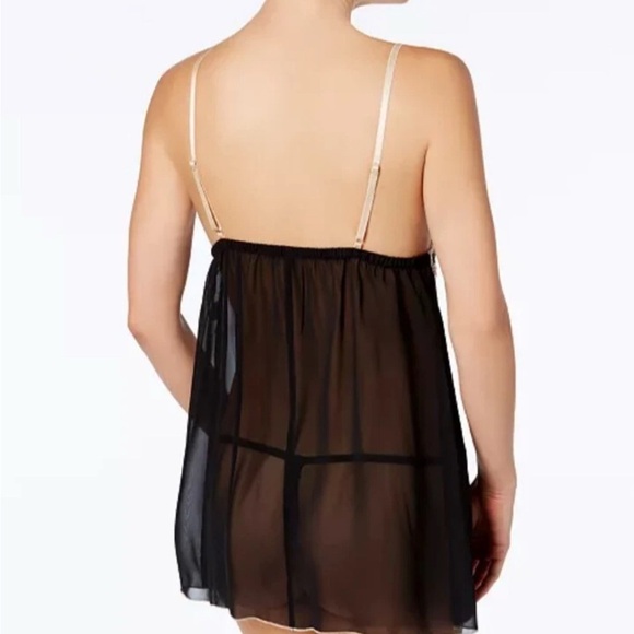 ⭐️4/$20⭐️Linea Donatella Black Sheer Lace Trim Chemise - Picture 2 of 8